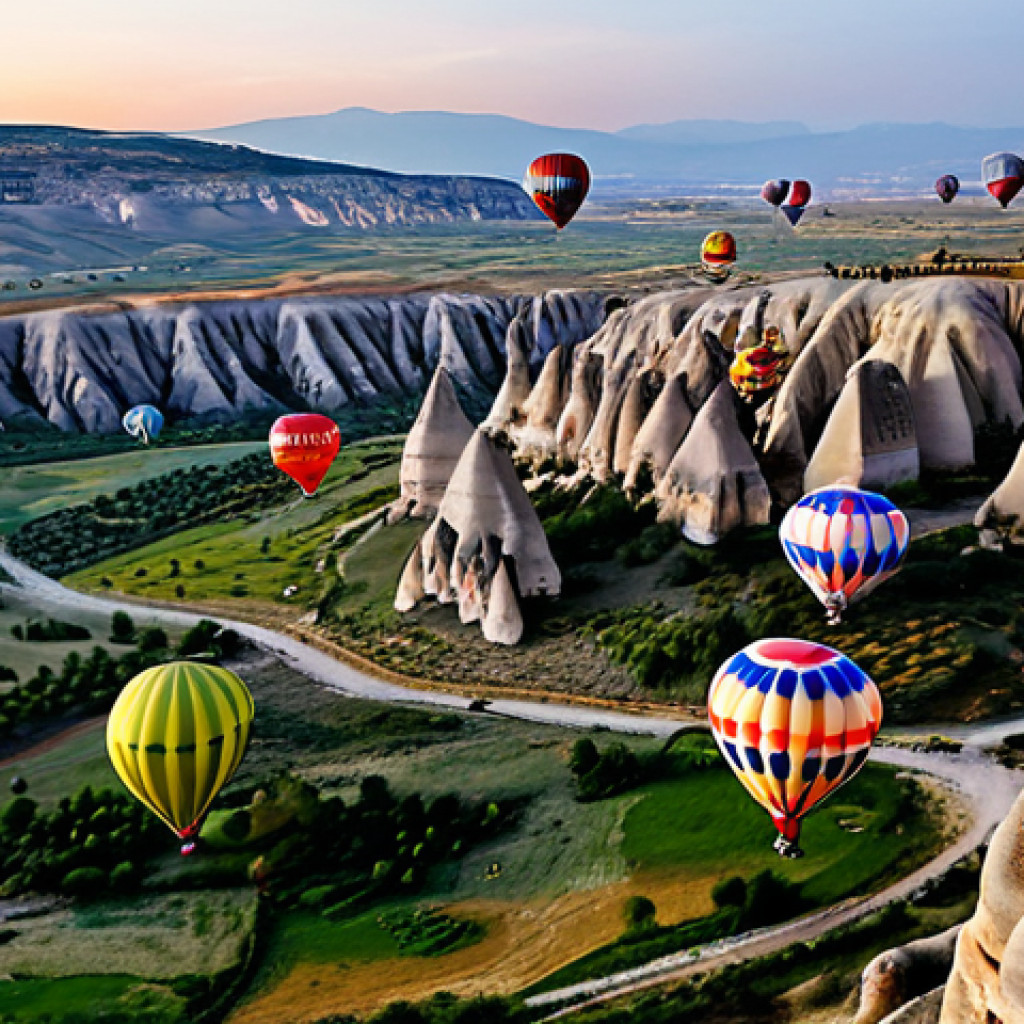 튀르키예에서의 자연 환경 투어 - Cappadocia Balloon Ride**

"A breathtaking view of Cappadocia at sunrise, hundreds of colorful hot a...