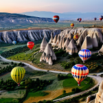 튀르키예에서의 자연 환경 투어 - Cappadocia Balloon Ride**

"A breathtaking view of Cappadocia at sunrise, hundreds of colorful hot a...