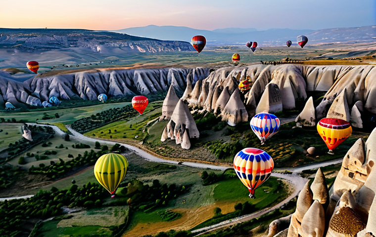 튀르키예에서의 자연 환경 투어 - Cappadocia Balloon Ride**

"A breathtaking view of Cappadocia at sunrise, hundreds of colorful hot a...